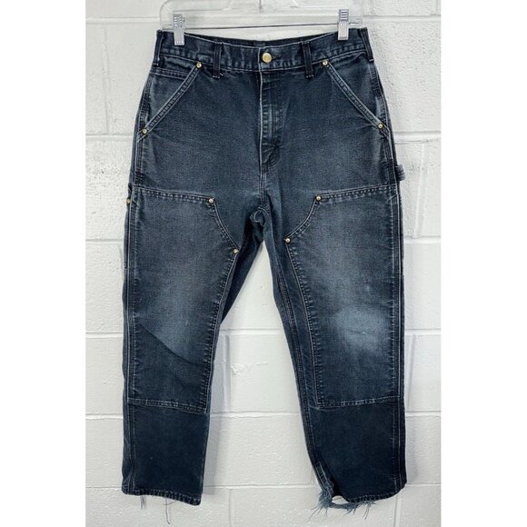 Carhartt Pants Mens 31x30 B01 BLK Double Knee Distressed Thrashed / Made In USA